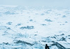 Frente a la inmensidad del glaciar Sólheimajökull